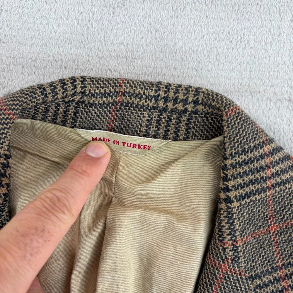 Vintage‎ BANANA REPUBLIC 2 Button Sports Coat Blazer Jacket 38 Brown Glen Check